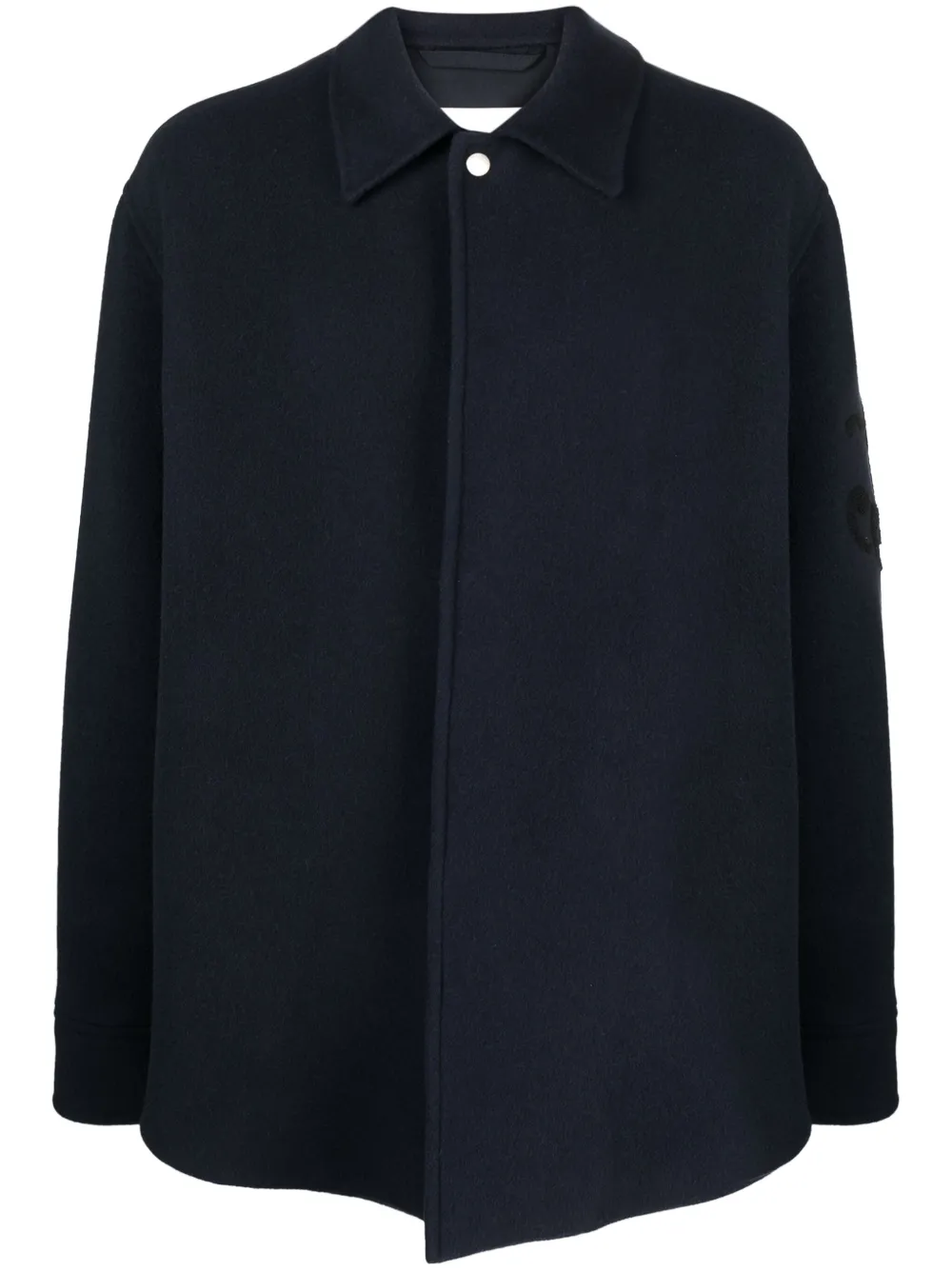 

Шерстяная куртка-рубашка с жаккардовым логотипом JIL SANDER, синий