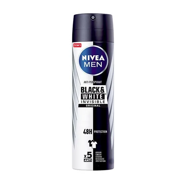 Дезодорант-спрей против пятен, 48 часов действия, для мужчин NIVEA Men Black And White Invisible Original 200 мл