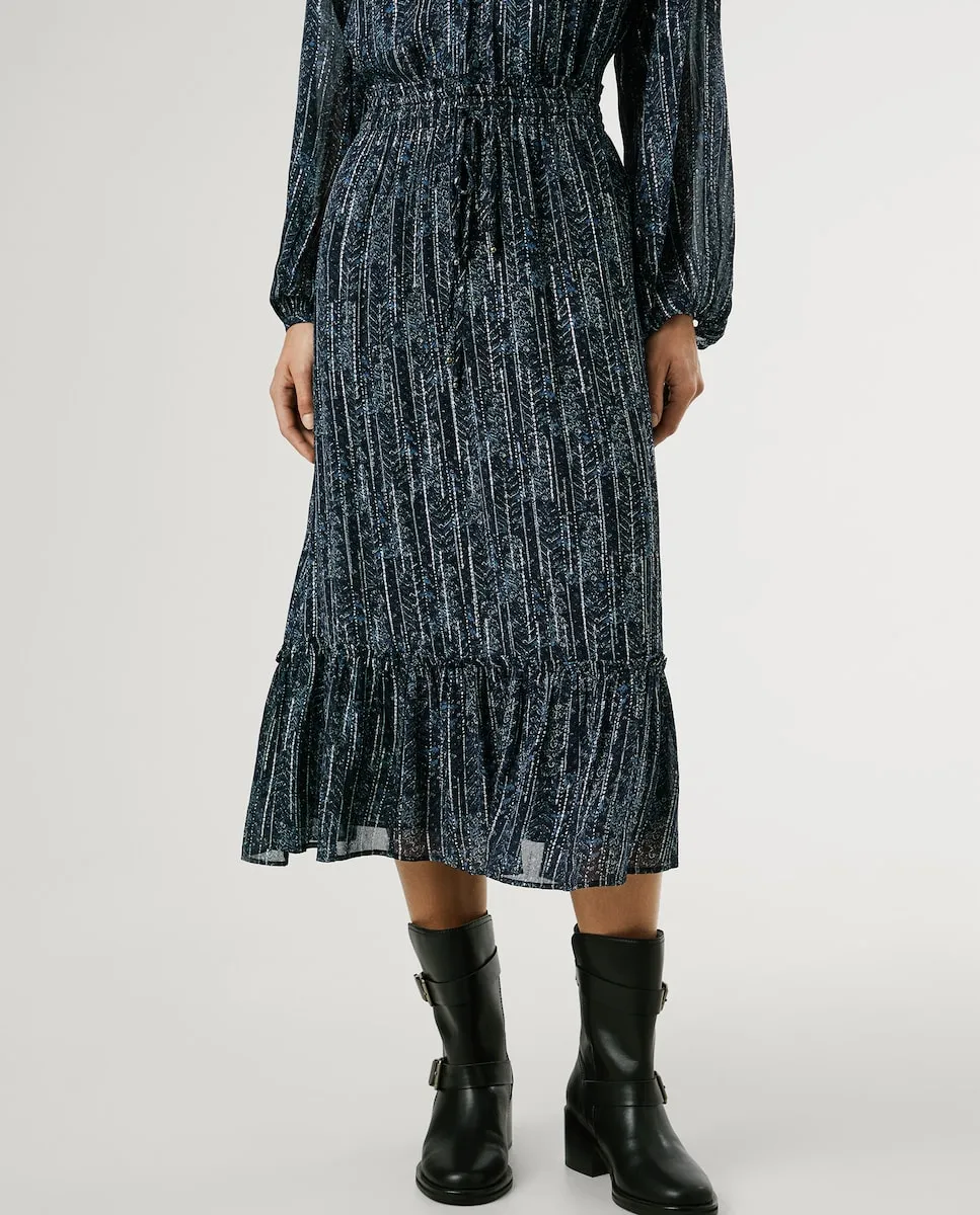 

Юбка миди с цветочным принтом и металлическими деталями Pepe Jeans, синий