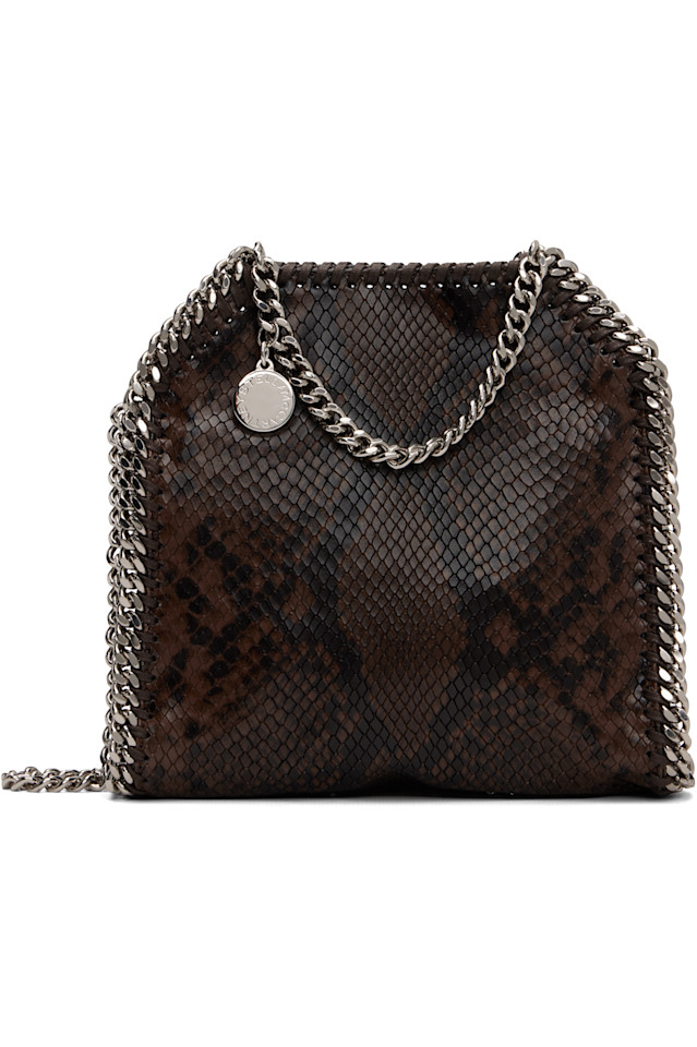 

Stella Mccartney Коричневая мини-сумка-тоут с рисунком змеи Falabella
