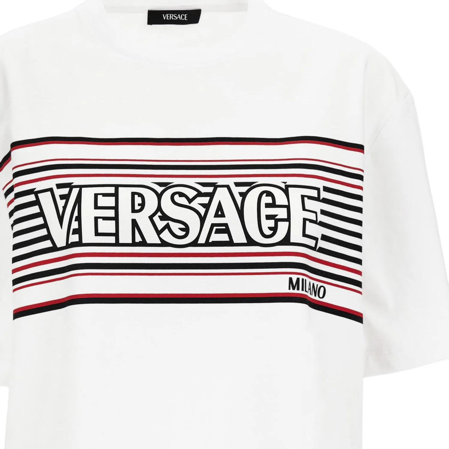 Футболка VERSACE белая с круглым вырезом прямая посадка — фото 3
