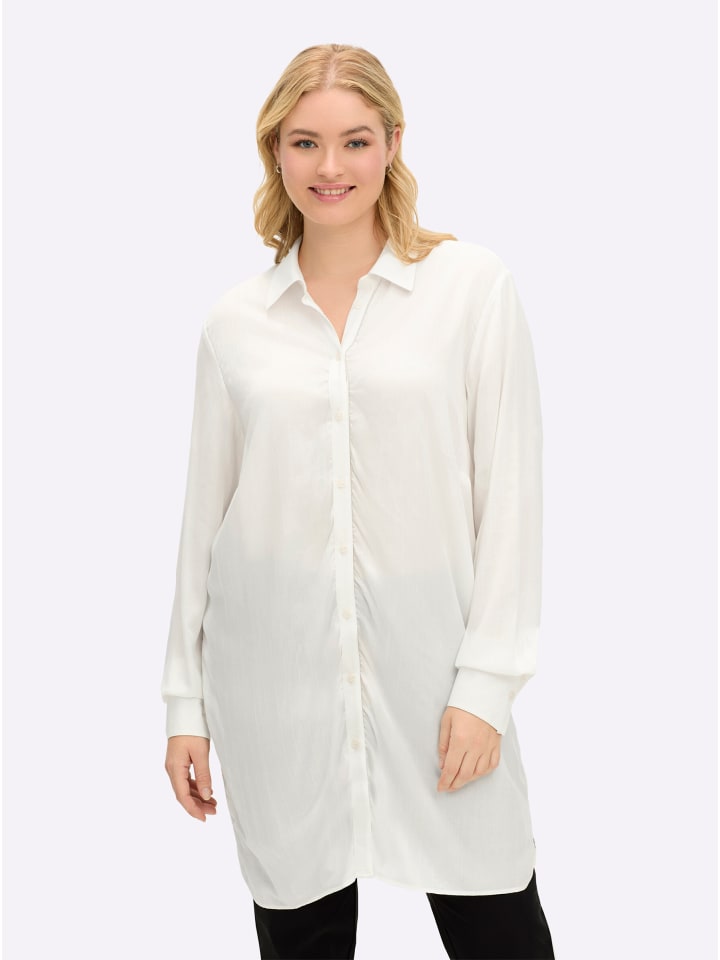 

Блузка-рубашка в полоску цвета экрю sheego