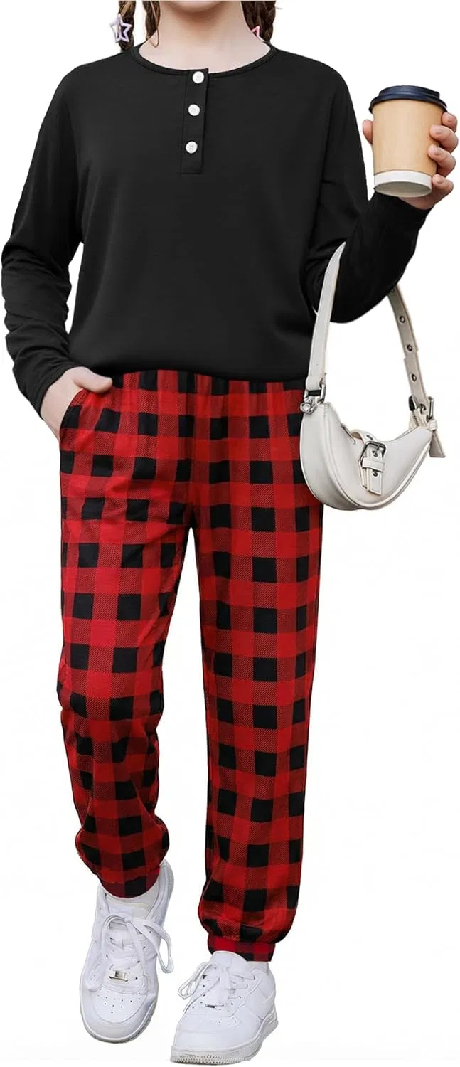 Детский спортивный костюм с длинным рукавом Arshiner, Black & Red Plaid
