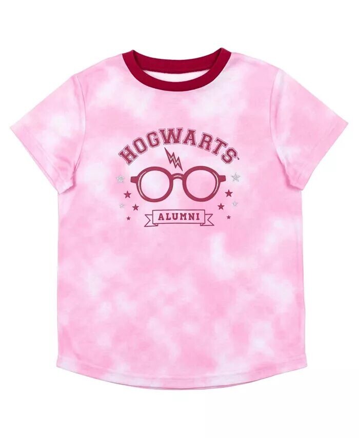 Пижамная рубашка и шорты для девочек, комплект для сна Tie Dye Pink Harry Potter, розовый — фото 2