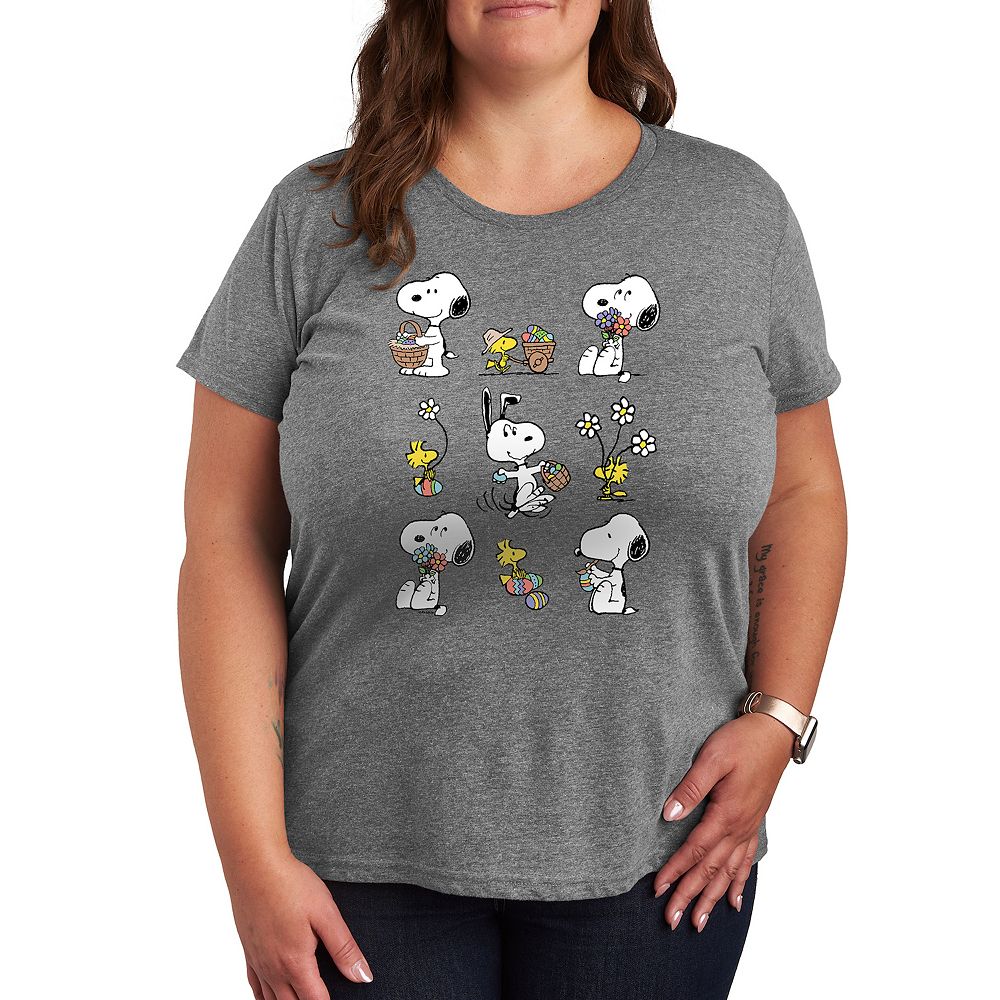 

Футболка с весенним рисунком Plus Peanuts Snoopy & Woodstock Licensed Character, цвет Heather Gray