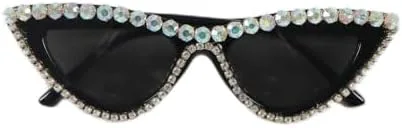 

Солнцезащитные очки «кошачий глаз» с бриллиантами, винтажные, с зеркальными вставками и защитой от УФ-излучения UV400, модные солнцезащитные очки MTZJH, Black Multi