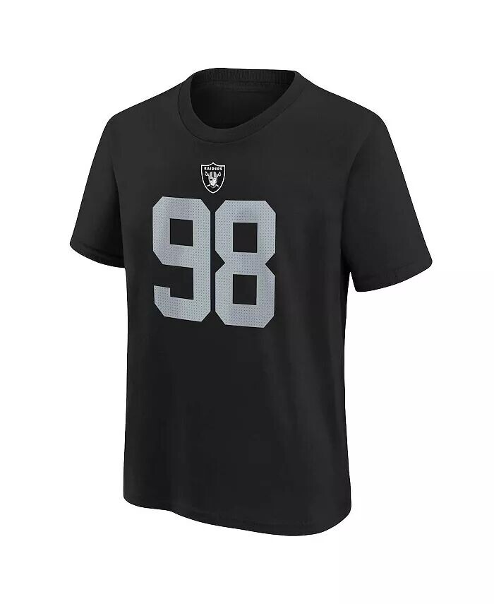 Молодежная футболка Maxx Crosby Black Las Vegas Raiders с именем и номером игрока Nike, черный — фото 4