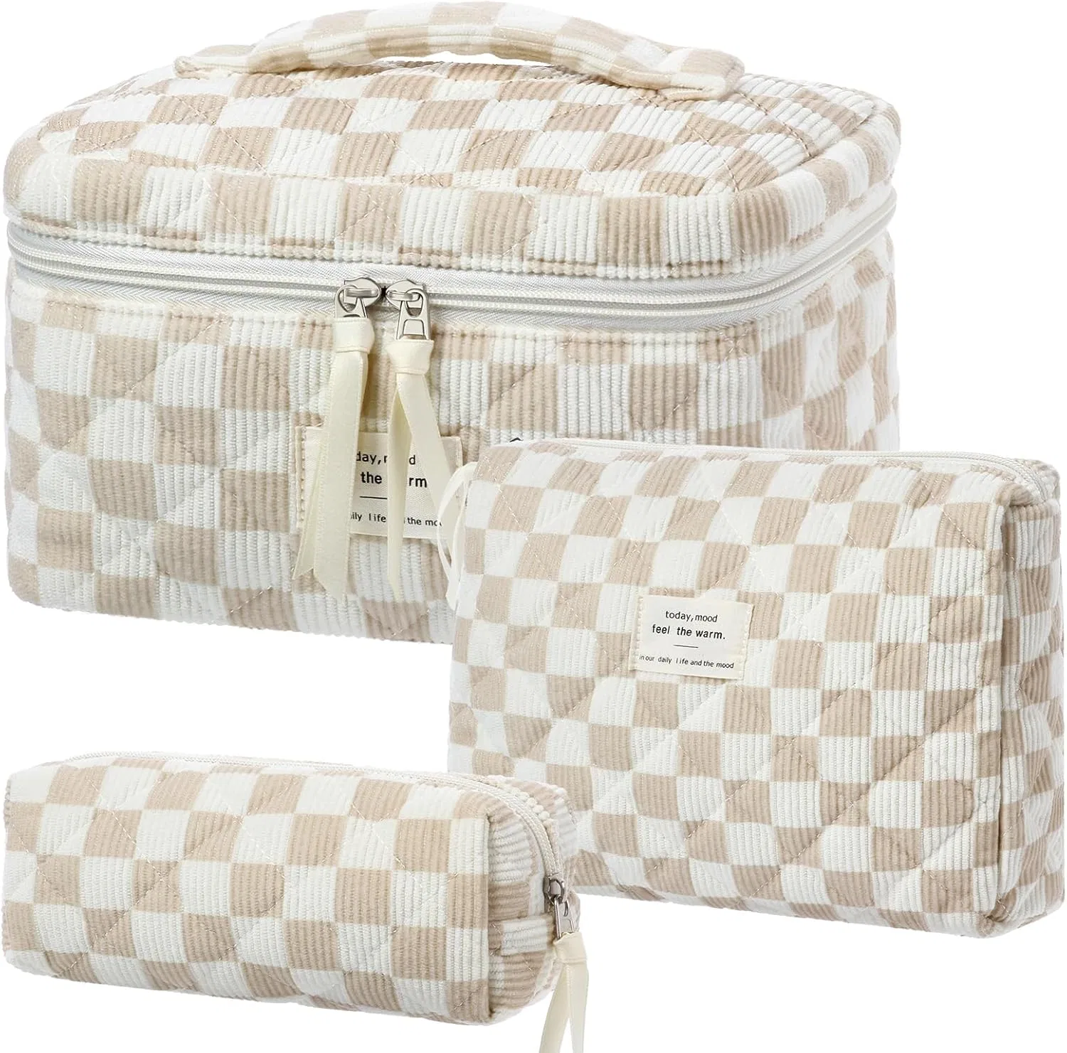 Женский дорожный набор косметичек из 3 штук BuyCard Buycard, Khaki Check