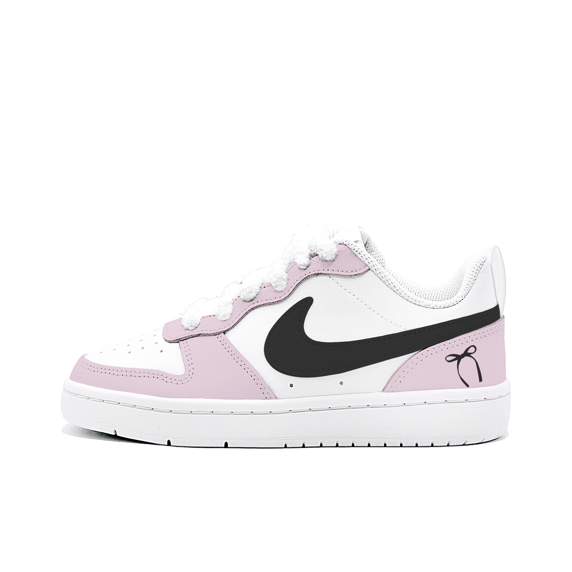 

Court Borough Black Bowknot Low top Skateboard Shoes Kids' Nike, серый/розовый