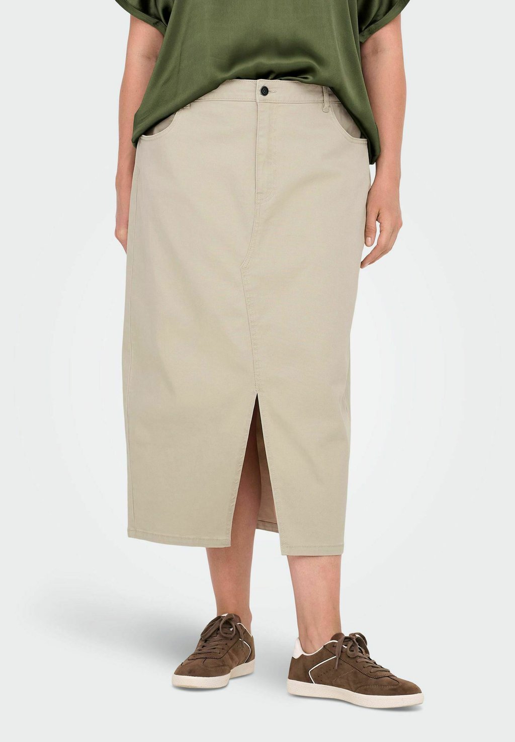 

Юбка-карандаш CARLOLA HW SLIT - Denim skirt ONLY Carmakoma, бежевый
