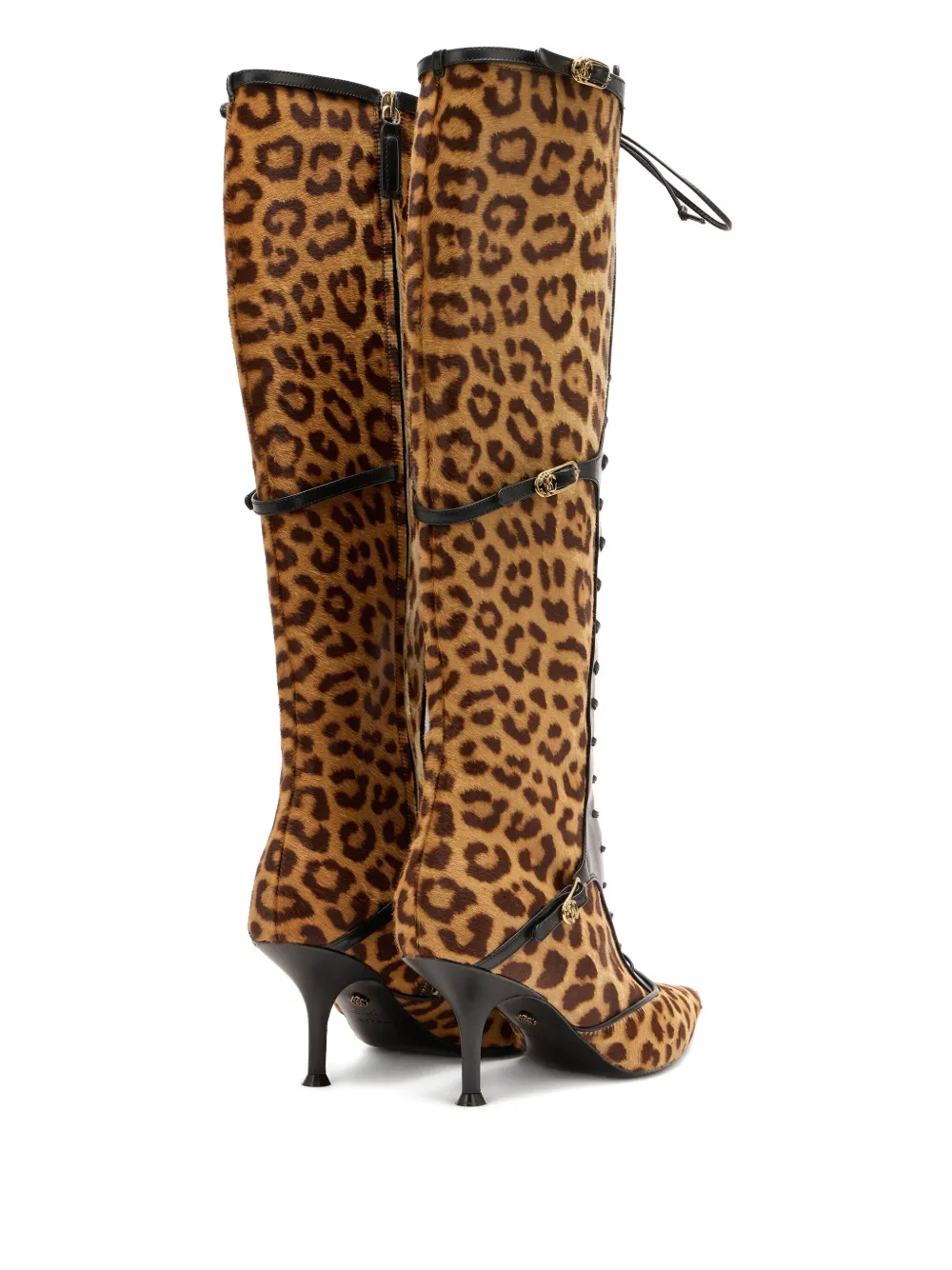 Сапоги на шнуровке с леопардовым принтом Roberto Cavalli, коричневый — фото 3