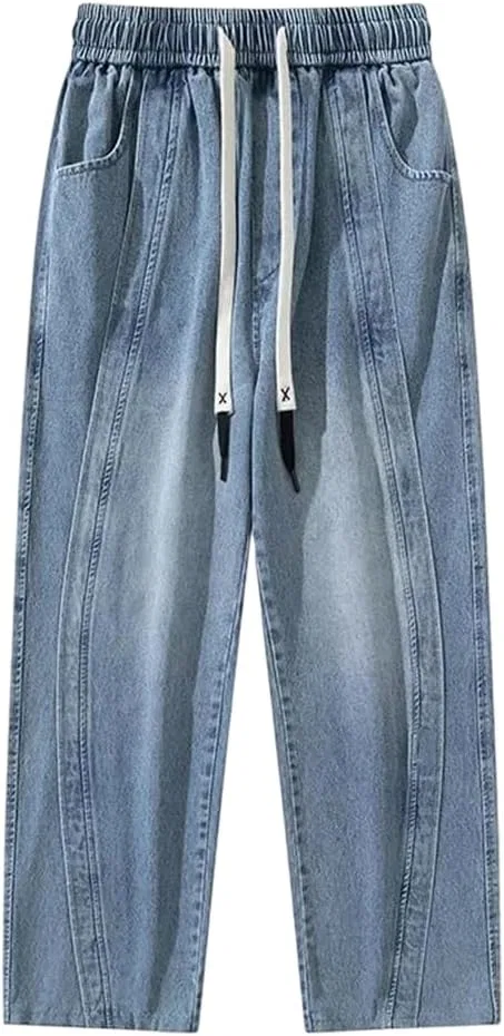 Джинсы свободные, мужские, Wide Leg Washed, Синий
