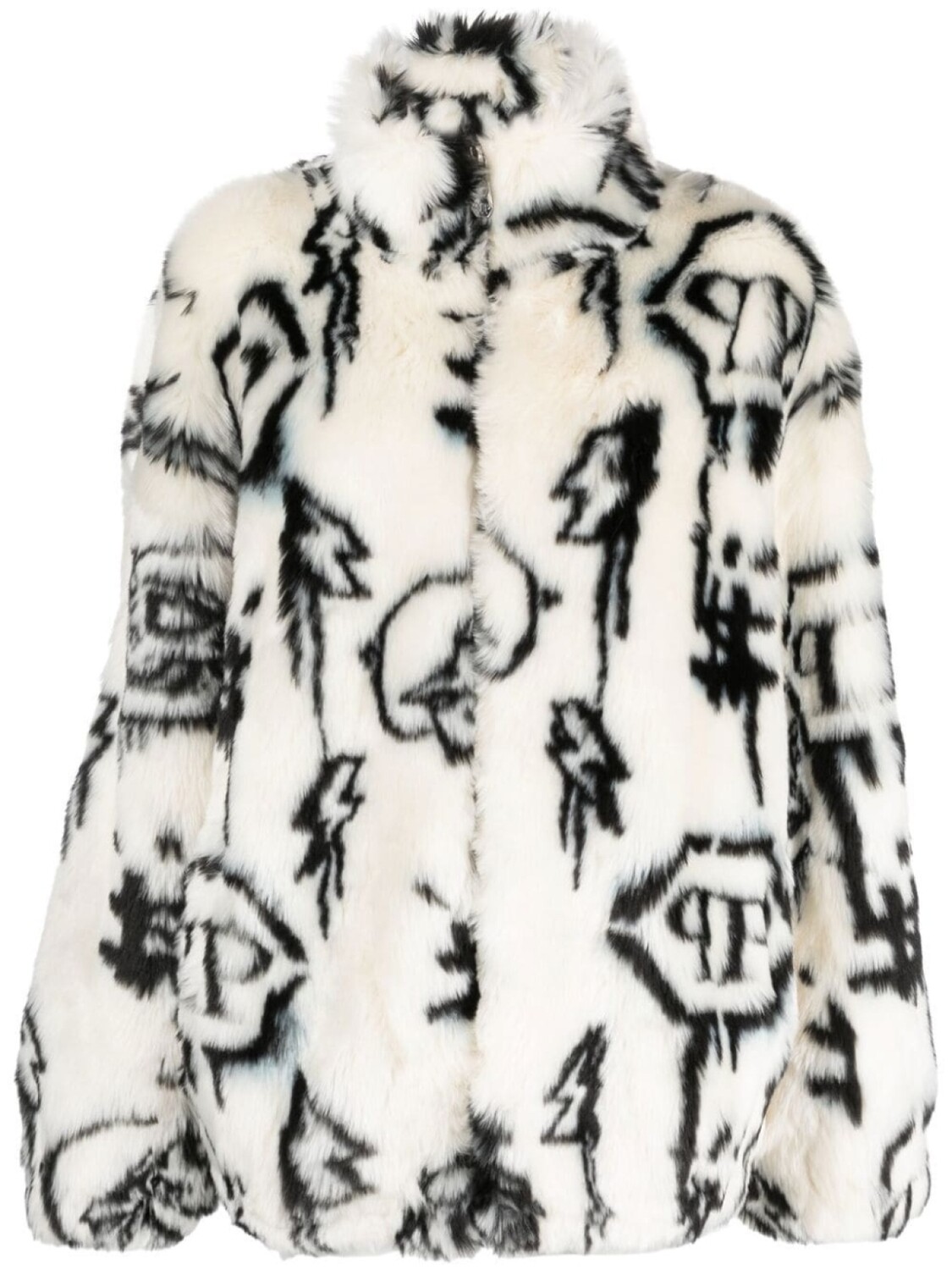 

Philipp Plein шуба из искусственного меха с монограммой, белый