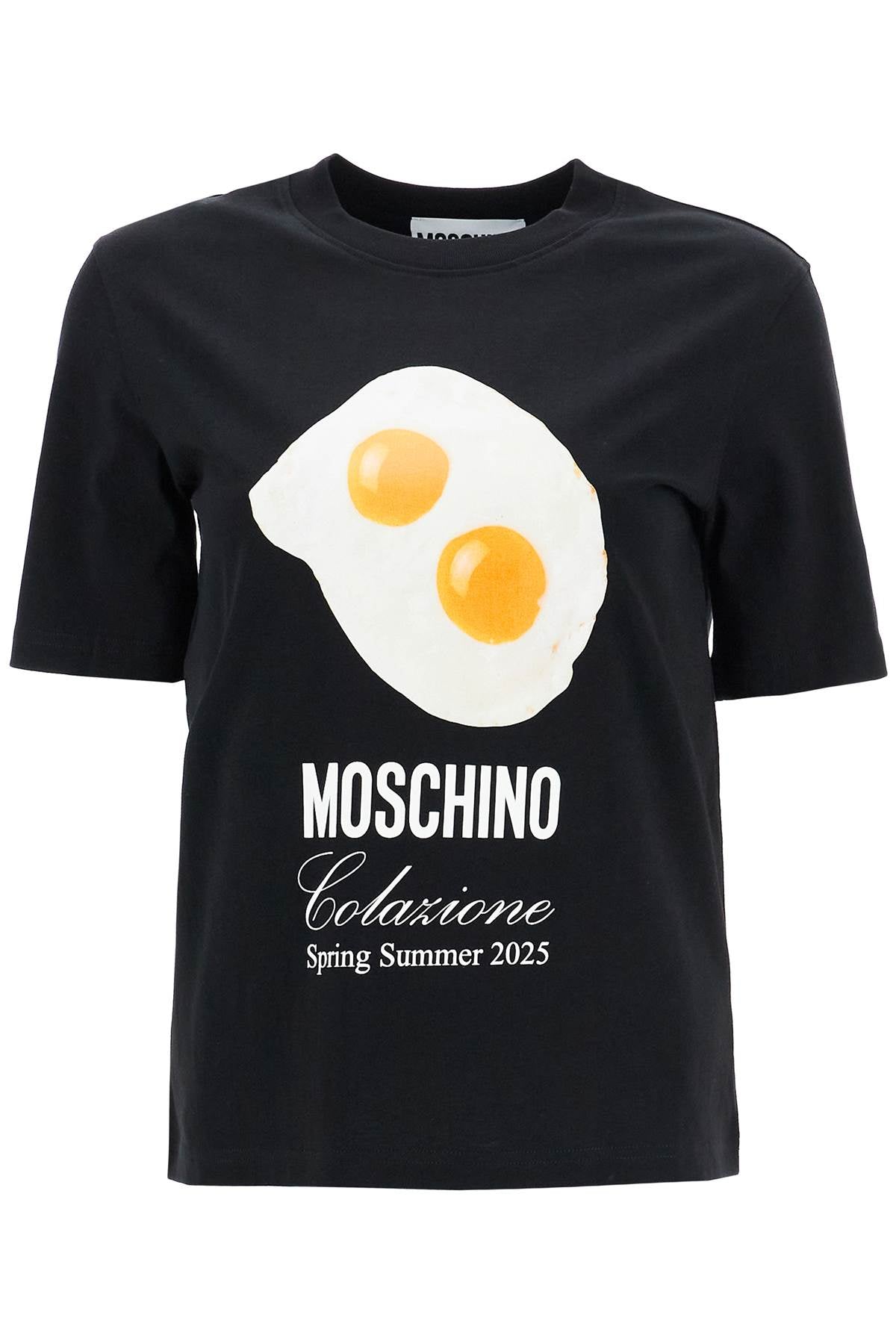 

Женская хлопковая футболка Moschino с принтом «жареное яйцо», черный