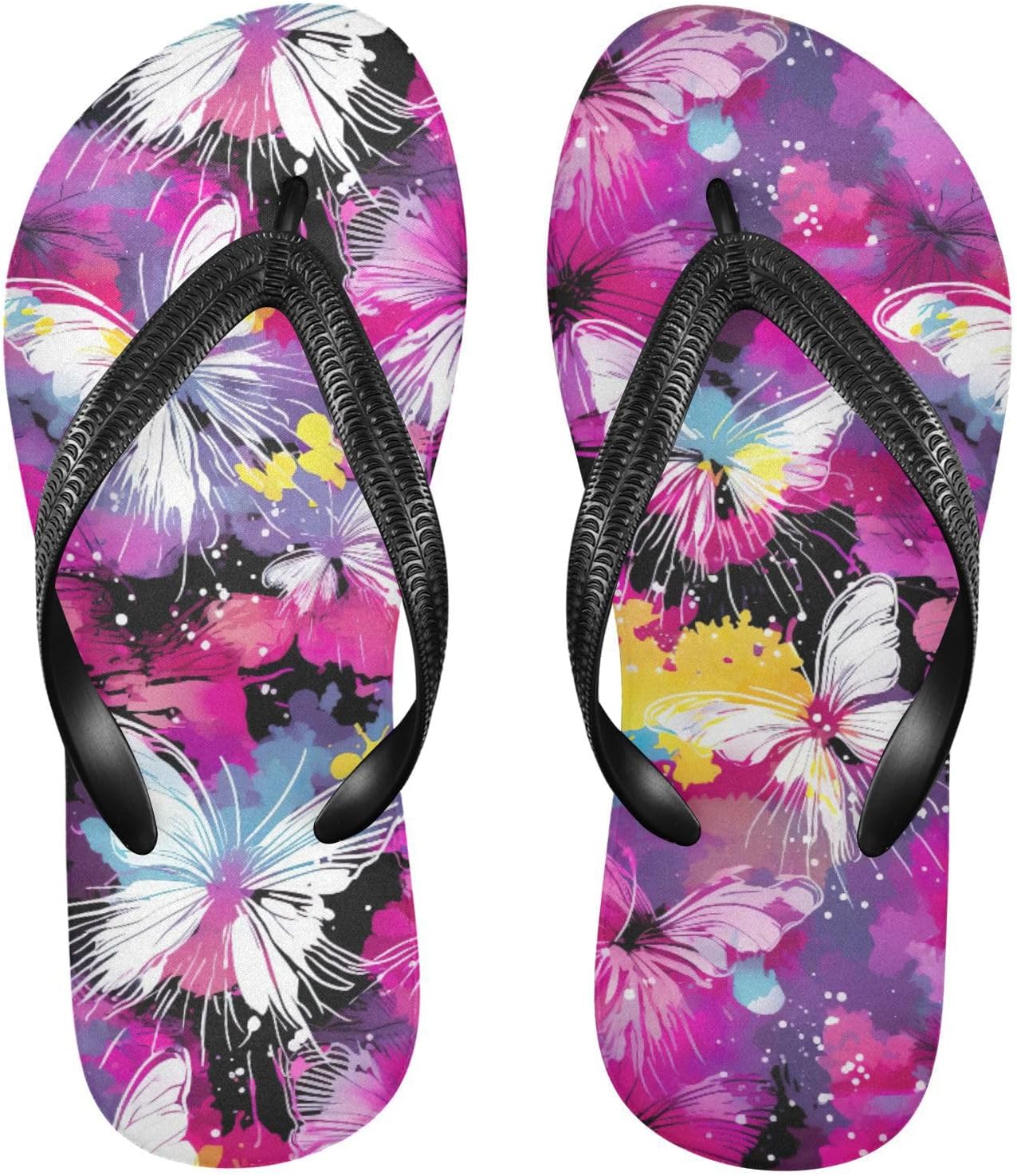 

Разноцветные шлепанцы с мультяшными бабочками для пляжа и душа, резинескользящие летние тапочки для женщин и мужчин Sinestour