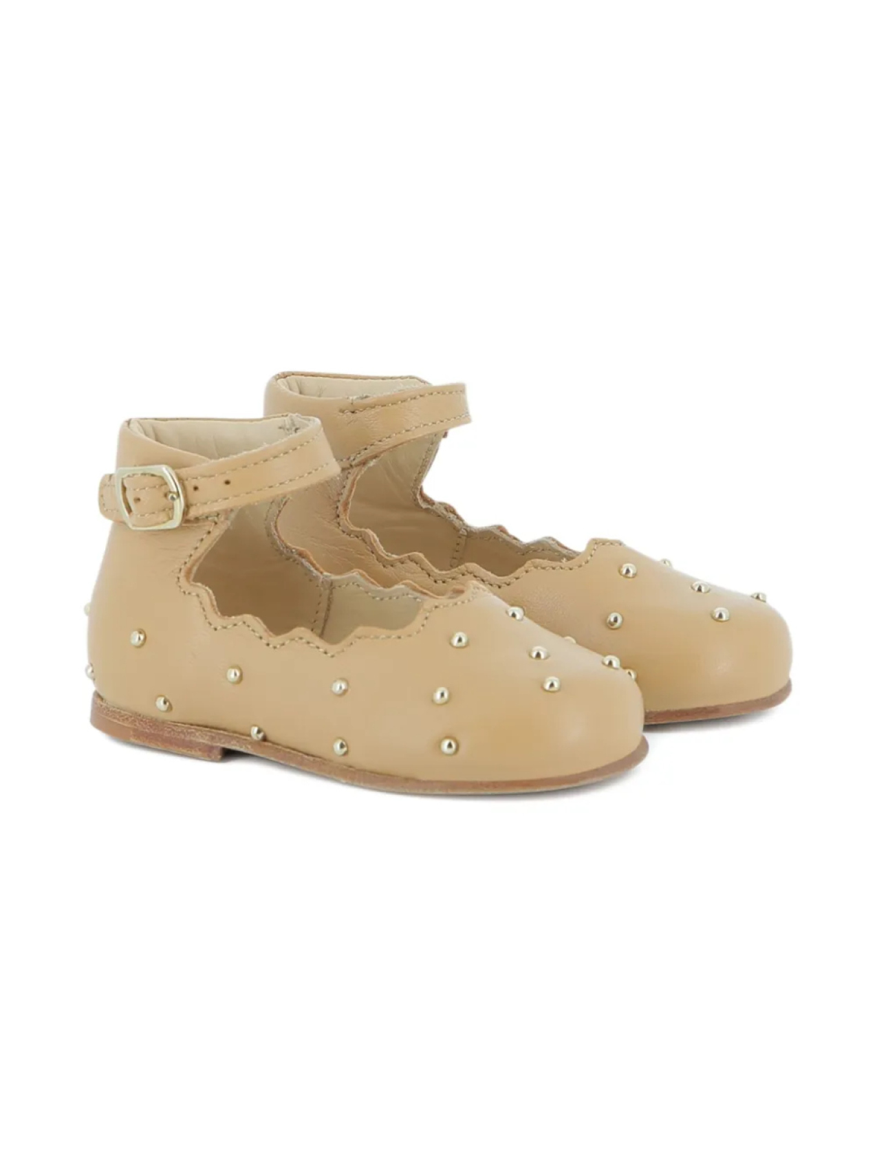 

Chloé Kids балетки с фестонами и заклепками, желтый