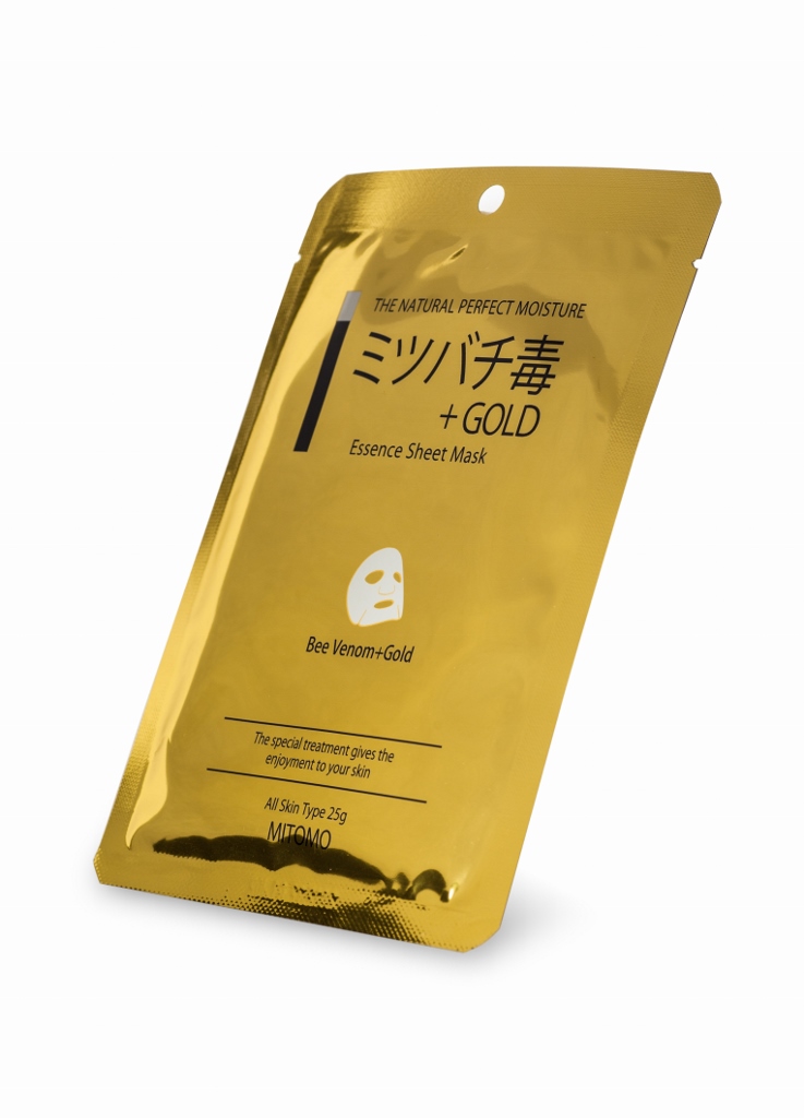 

Маска для лица с золотом и пчелиным ядом gold + bee venom Mitomo, количество 1 шт.