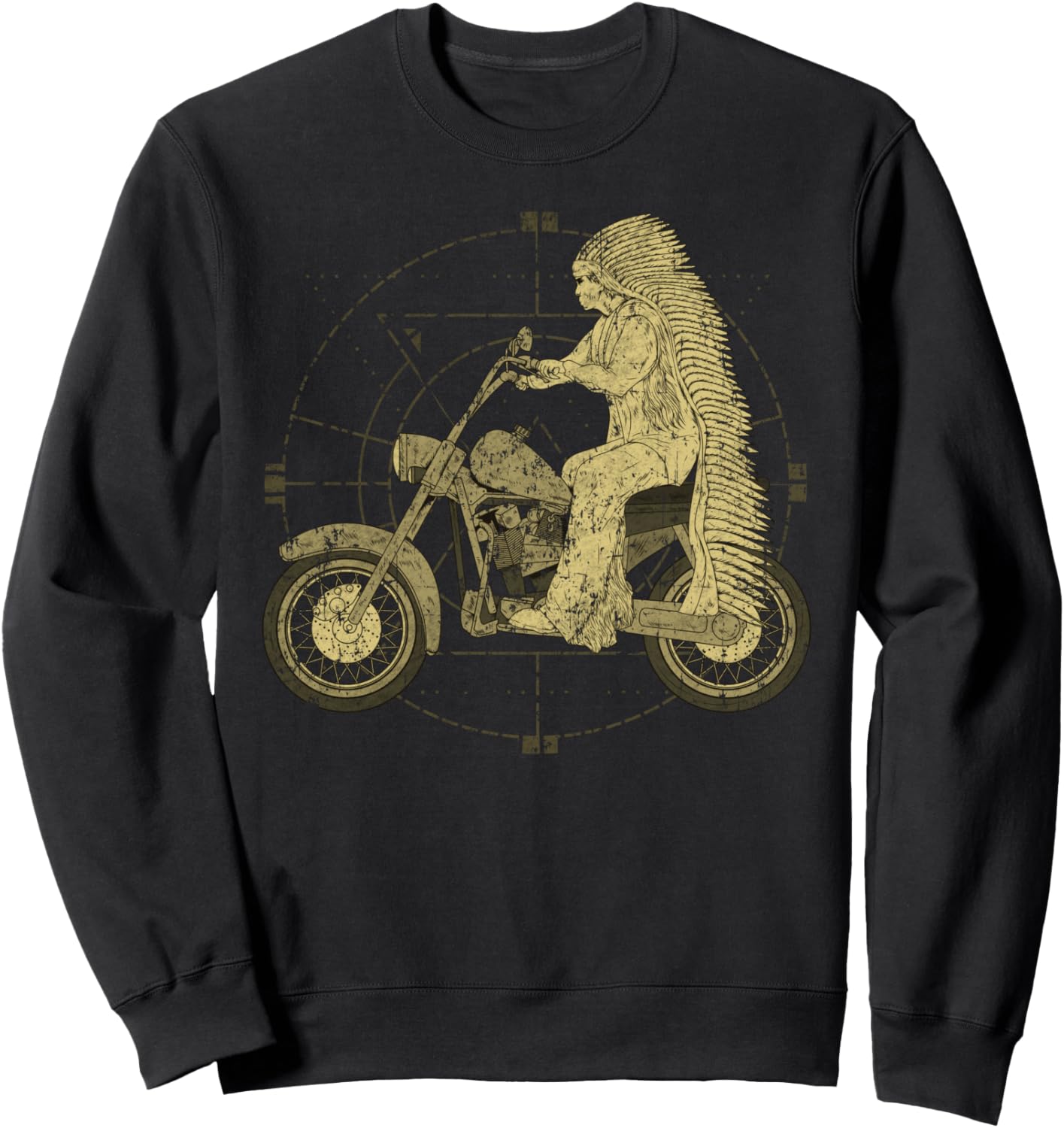 

Винтажный рисунок коренного американца, мотоциклист, байкер, толстовка Motorcycle Gifts For Bikers Nyc, черный