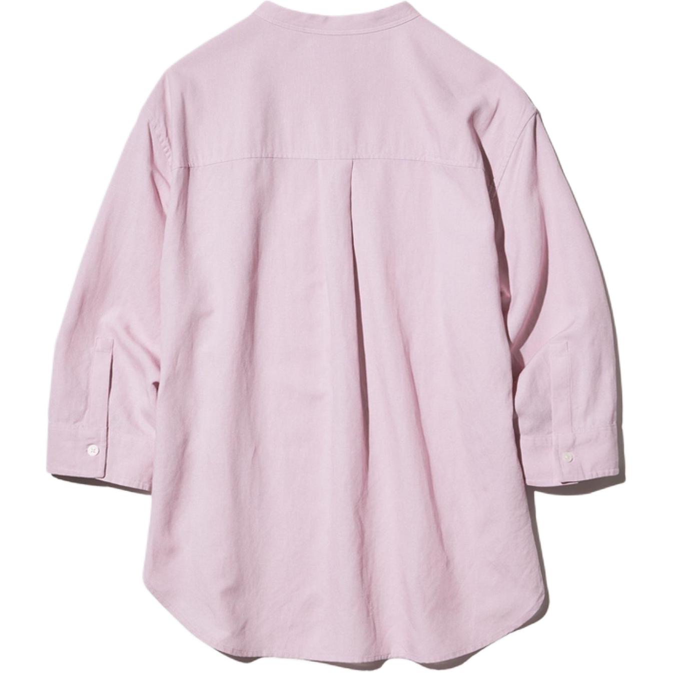 Рубашка Uniqlo Blend Band Collar, фиолетовый — фото 2