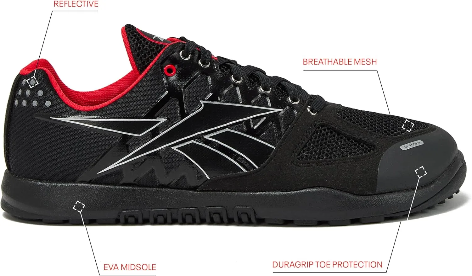 Мужские кроссовки Reebok Nano 2.0, кроссовки для кросс-тренинга и спортзала, черный/красный — фото 2