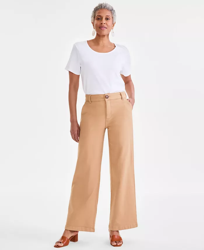 

Узкие брюки с завышенной талией из жаккардовой ткани Style & Co, коричневый/бежевый