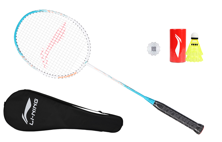 

LINING Thunder 9 Carbon алюминиевая ракетка для бадминтона тип Control универсальная защита начальный уровень 675mm белый синий