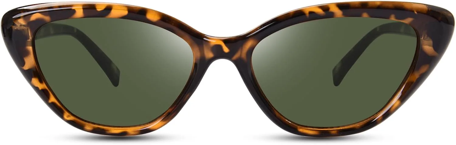 

Солнцезащитные очки OPTOFENDY «Кошачий глаз» для женщин, винтажные ретро-очки в узкой оправе «Кошачий глаз», модные солнцезащитные очки, OP6913, Tortoise/Green