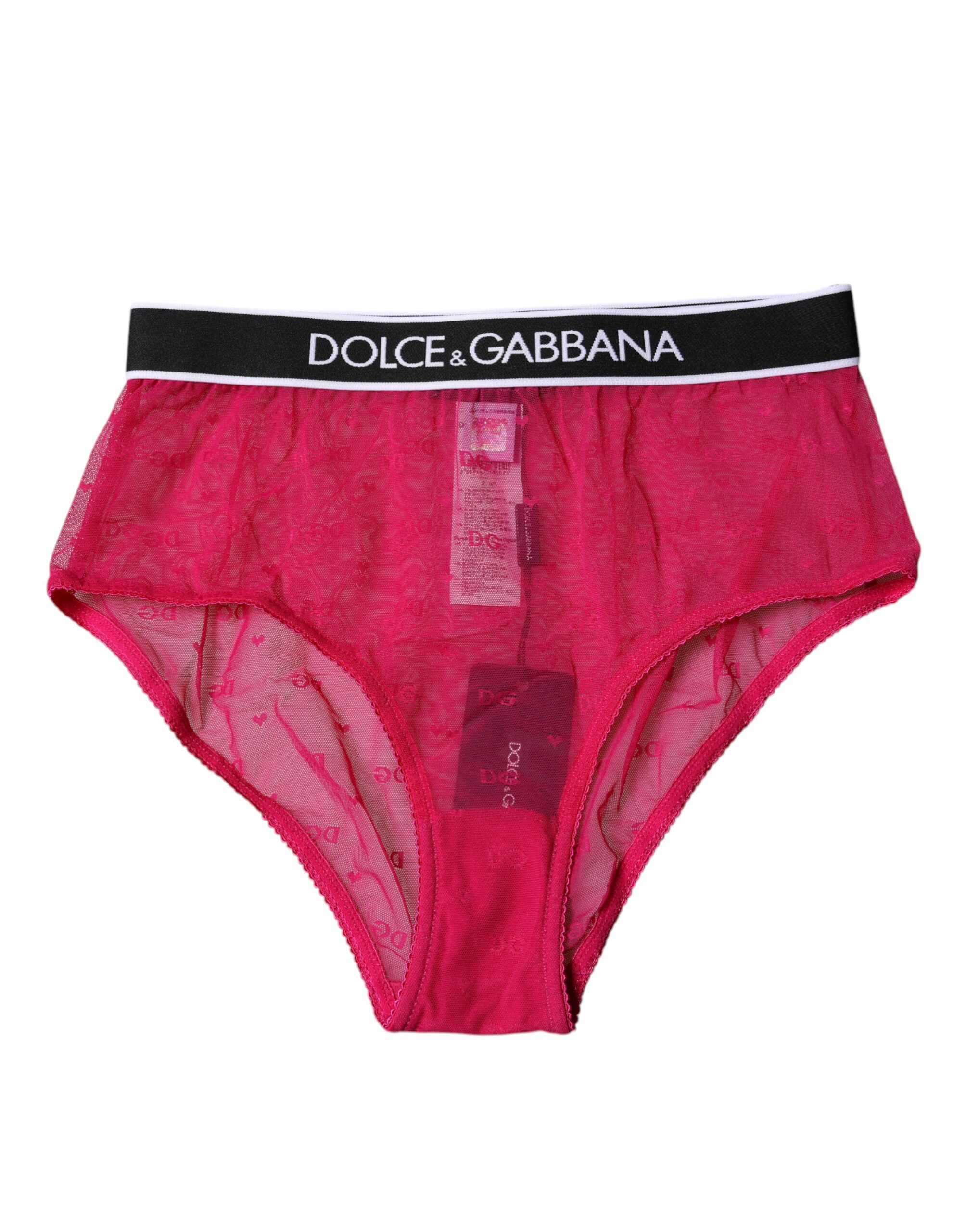 Трусики-трусы средней посадки из нейлона цвета фуксии Dolce & Gabbana