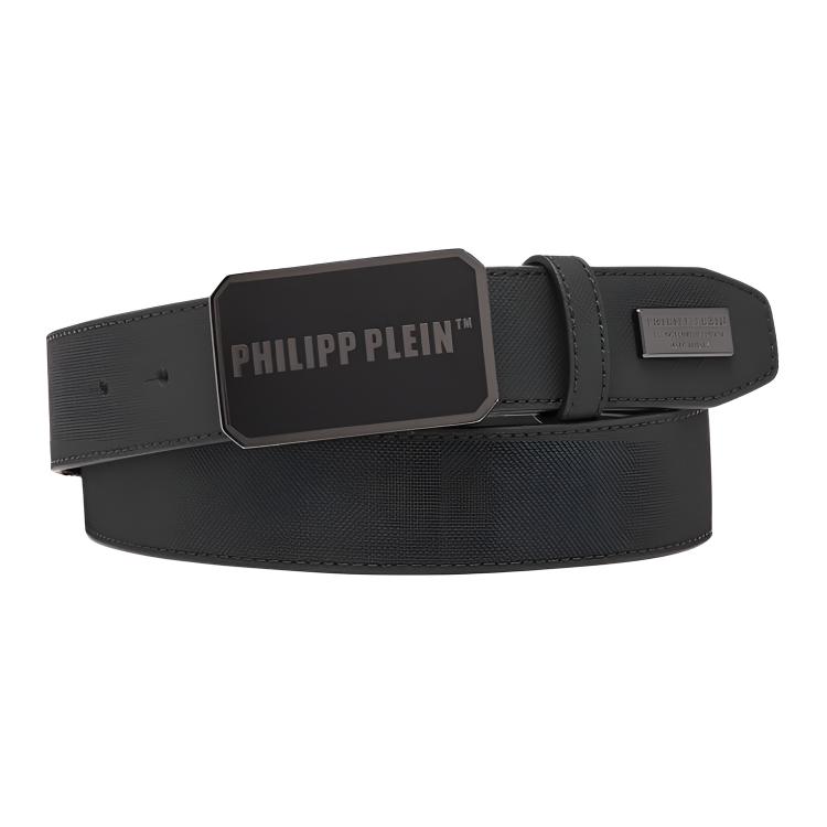 

PHILIPP PLEIN Кожаный ремень мужской черный 4 см, Black