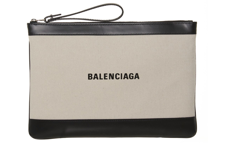 

Сумка-клатч из кожи и холста унисекс бежево-черная Balenciaga
