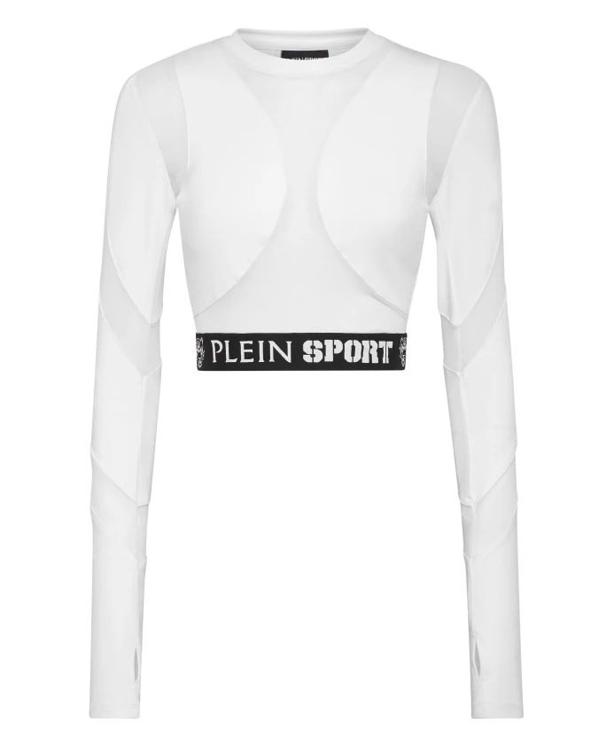 

Укороченный спортивный топ для бега, размер LS, многослойный Plein Sport, белый