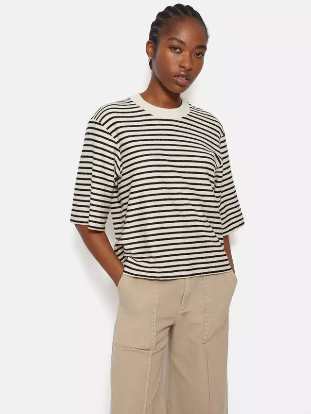 

Топ Jigsaw Textured Stripe Organic Cotton, цвет cream/navy