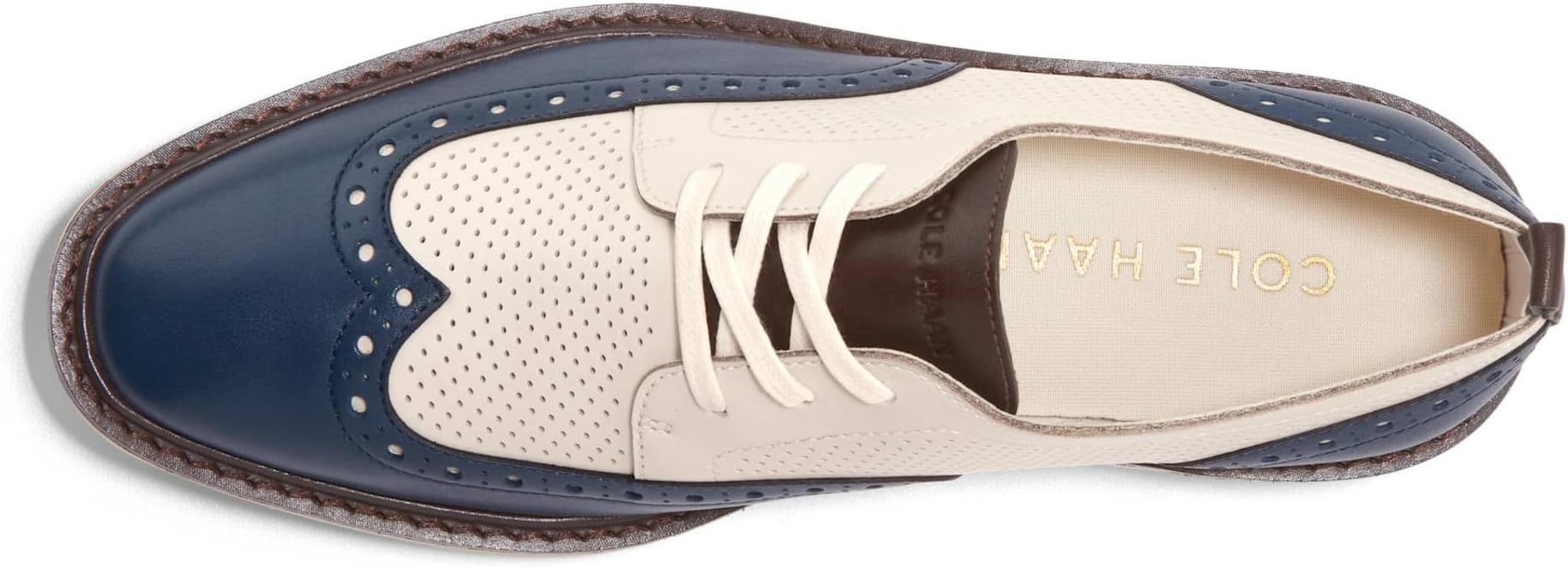 Оксфорды Cole Haan Originalgrand Platform Wing Tip Oxford, цвет Blue Wing Teal/Ivory — фото 2