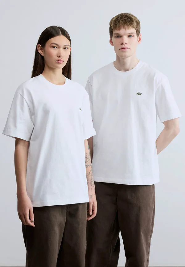 Футболка унисекс Lacoste белый, базовая, 100% хлопок