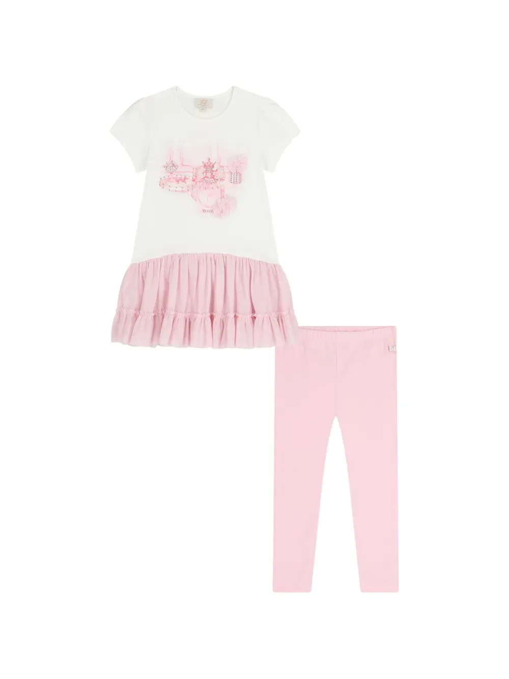 Комплект из топа и брюк с оборками Cacharel Kids, розовый