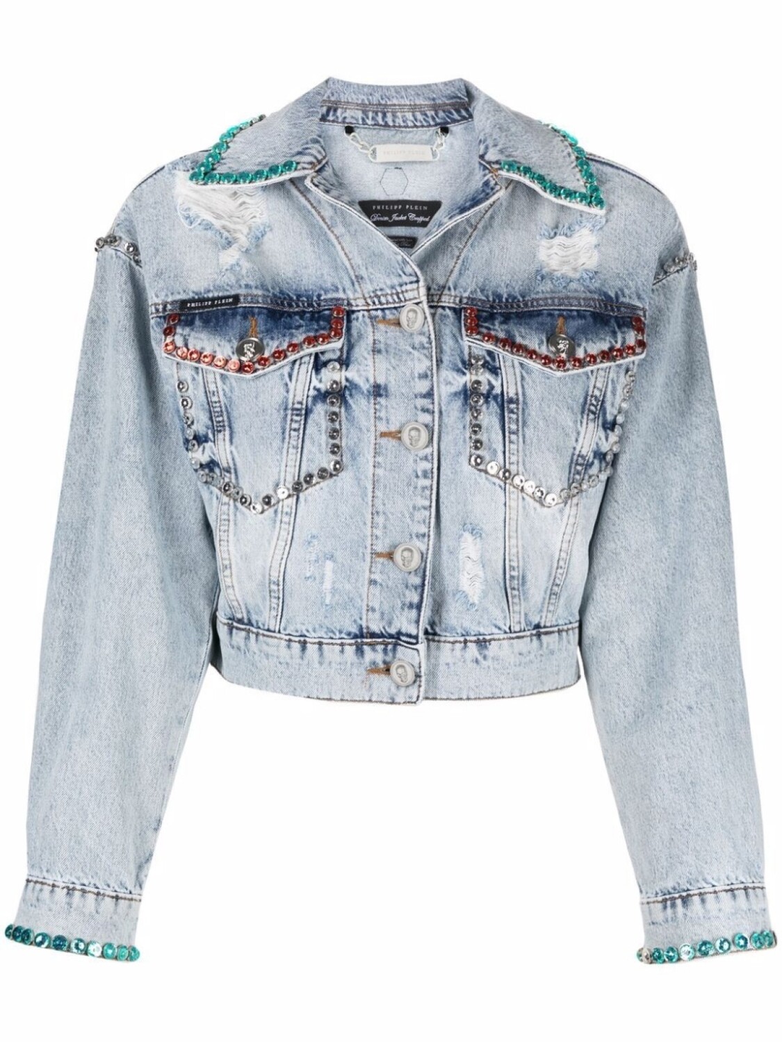 

Philipp Plein джинсовая куртка с кристаллами, синий