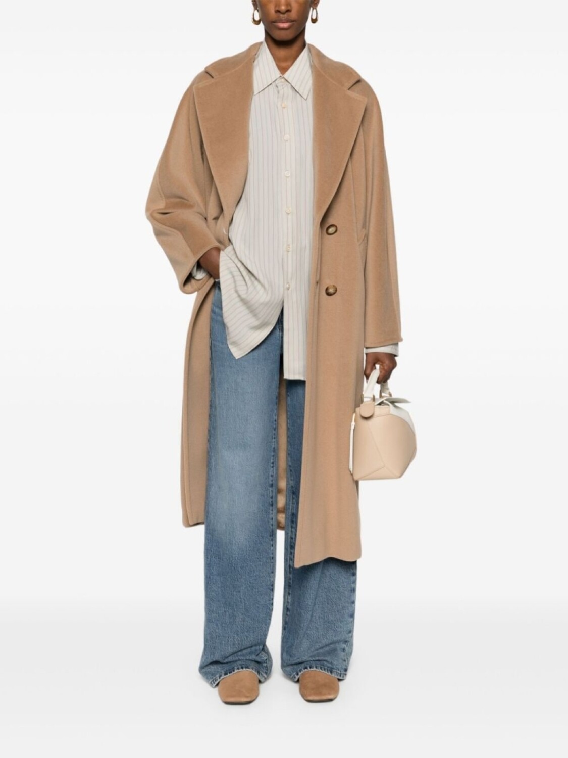 Max Mara пальто Madame с поясом, нейтральный цвет — фото 2