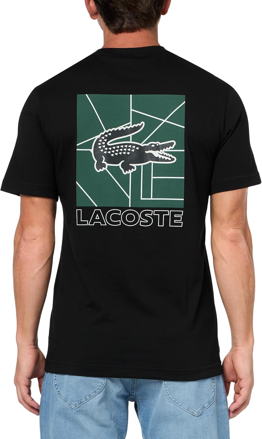 Футболка Lacoste, мужская, с круглым вырезом, графикой, черный — фото 2