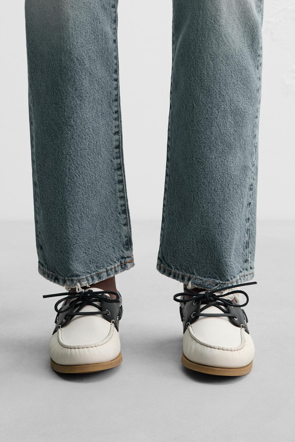 

Кожаные палубные туфли ZARA, разноцветный
