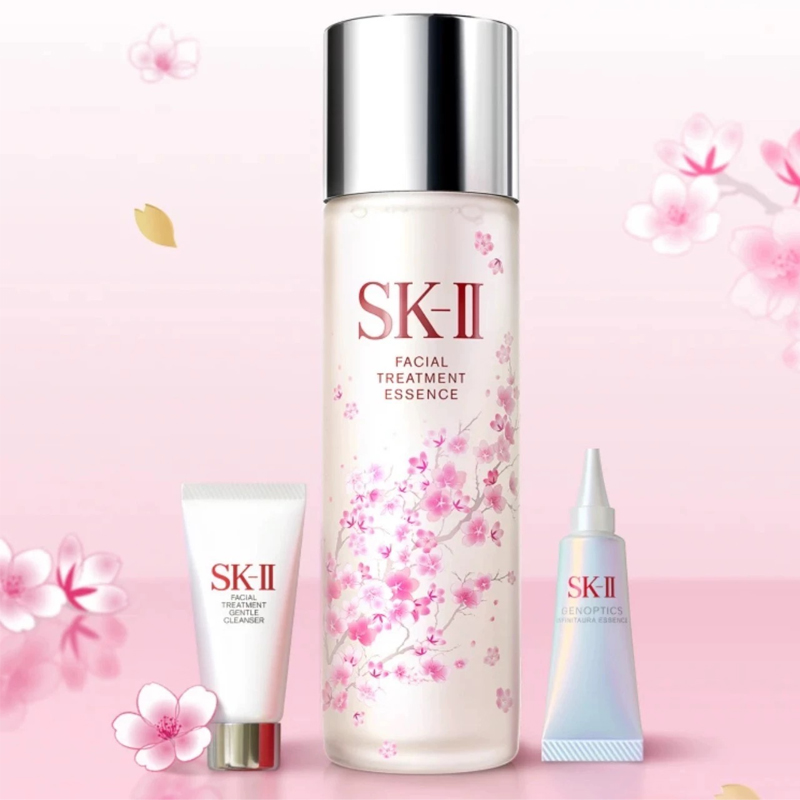 Набор SK II Serum Lotion Cherry Blossom Limited для ухода за кожей увлажняющий и питающий 230мл+10мл+20г SK-II — фото 3