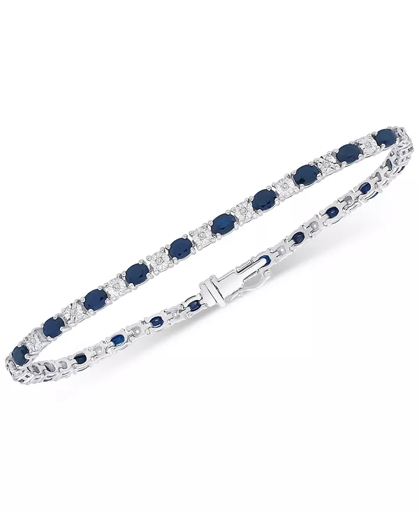 

Браслет из стерлингового серебра с сапфирами (3-3/8 карата) и бриллиантами (1/10 карата) Macy'S, sapphire