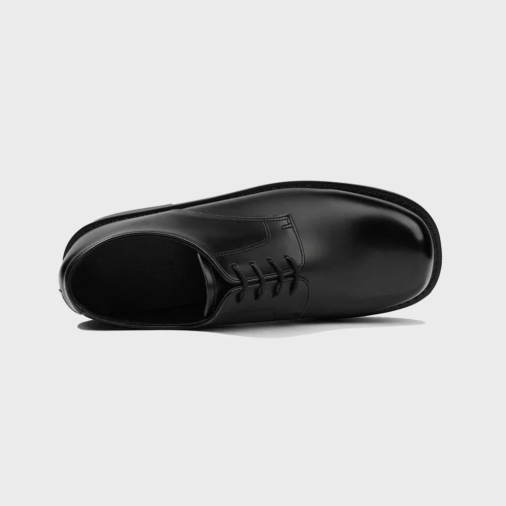 Мужские блестящие чёрные дерби Second.A Light Bold Shape Minimal Derby SL31 от Firenze.A — фото 4