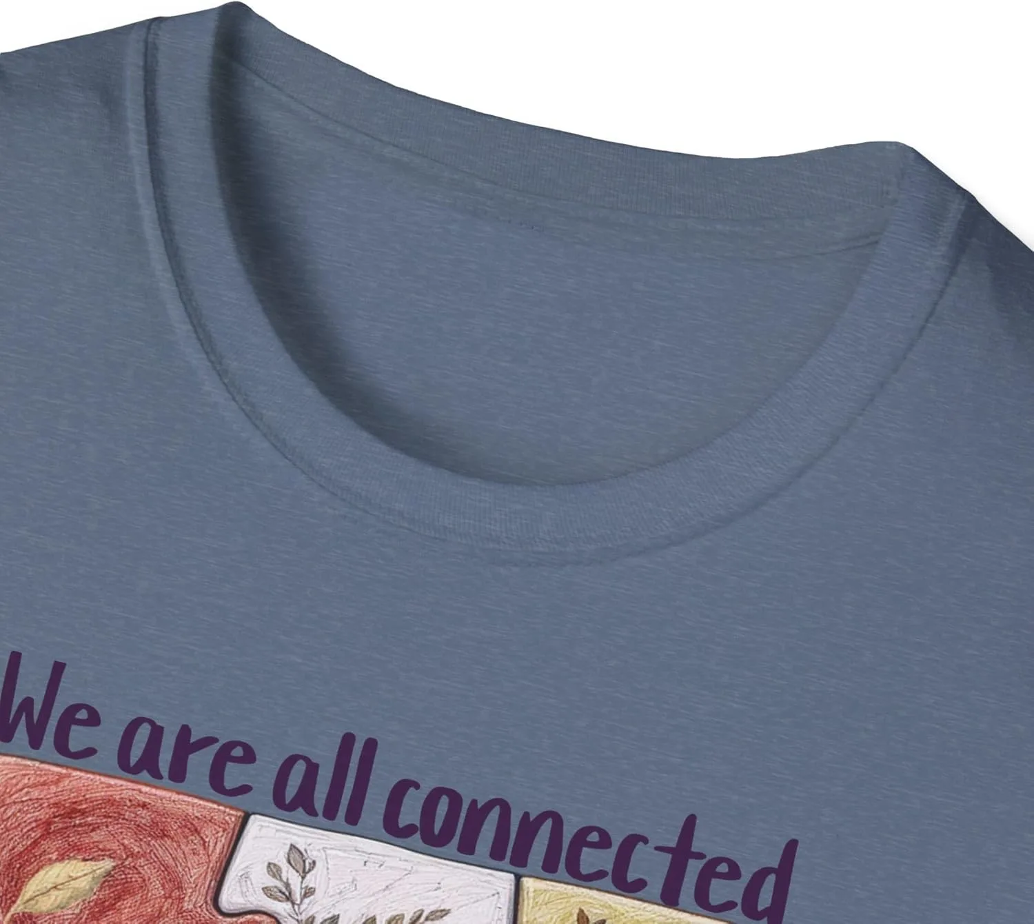 Футболка с принтом "We are All Connected" в виде пазла, идеально для эколога, пенсионера, подарок для нее, футболка для любителя природы GENERIC, индиго — фото 3