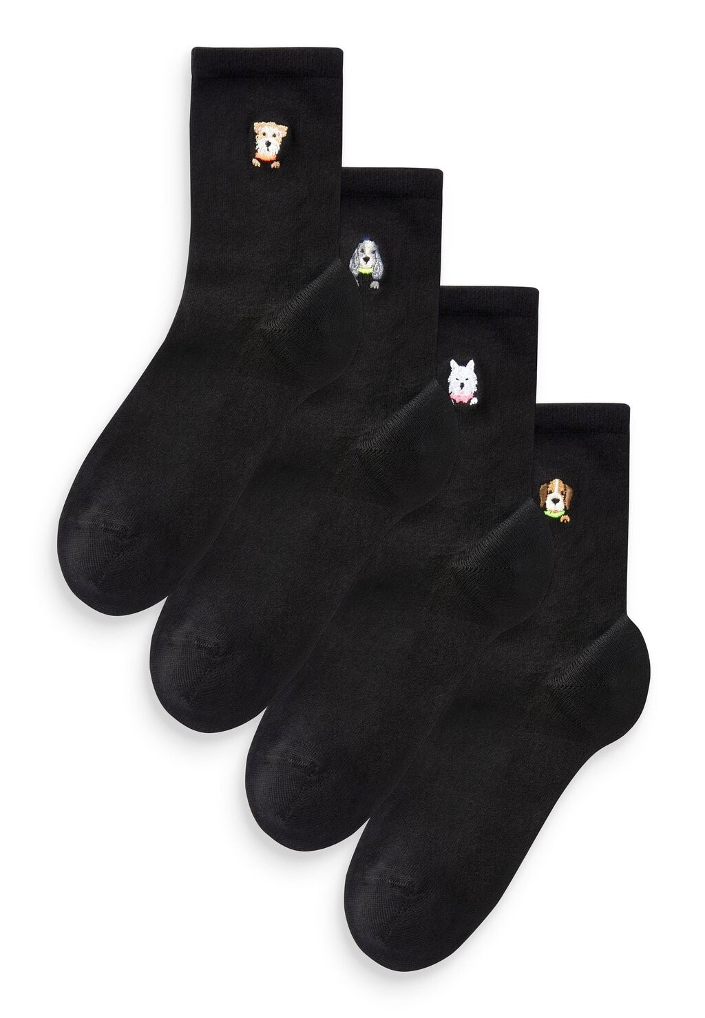 

Носки EMBROIDERED DOG FACES ANKLE SOCKS 4 PACK Next, черный
