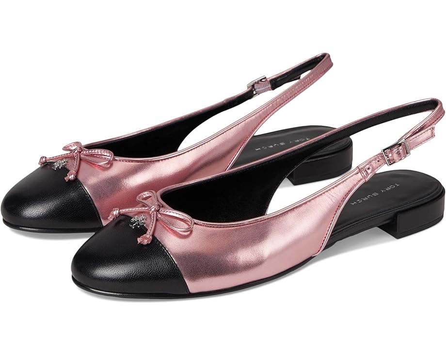 Балетки Tory Burch Cap-Toe Slingback Ballet, цвет Pink Etoile/Perfect Black