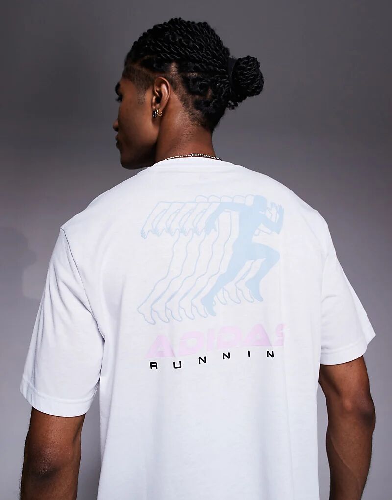 

Футболка adidas Running с ретро-принтом на спине белого цвета Adidas Performance