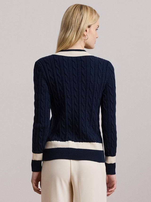 

Джемпер meren cable knit с v-образным вырезом Ralph Lauren, цвет Navy/Cream