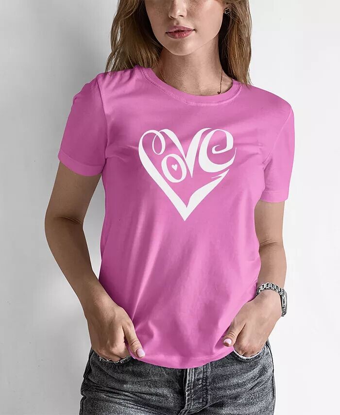 

Женская футболка с надписью Word Art Script Love Heart LA Pop Art, розовый