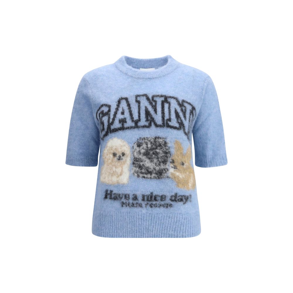 

Свитер с коротким рукавом «Щенки» Ganni, Light Blue