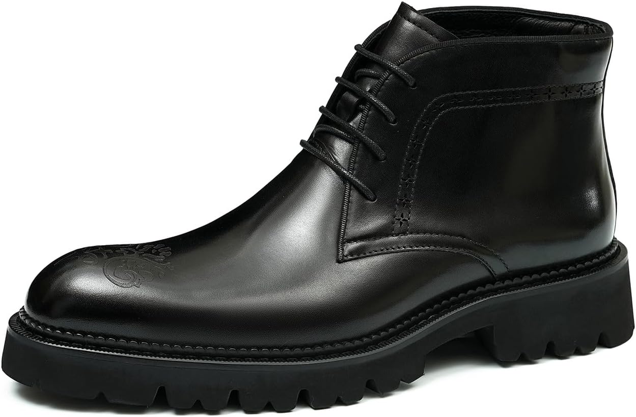 

Мужские оксфорды Santimon - ботинки из натуральной кожи с брогированием, шнуровкой и стилем Челси, для деловых встреч, выпускного, свадьбы и официальных мероприятий, черный